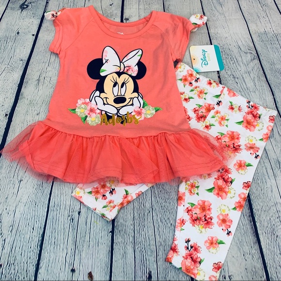 Disney Other - Disney | Minnie Mouse Coral Tutu Top w/Capris